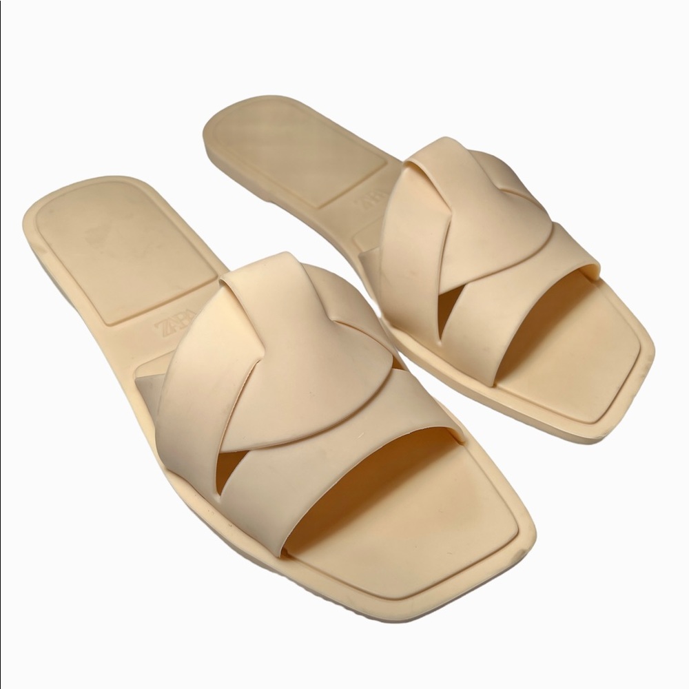Zara Slide Sandals w/ crossover rubberized straps